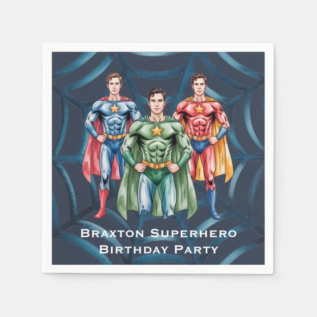 Superhero Birthday Party For Boys Napkin (Front)
