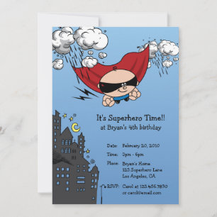 Superhero Birthday Party Invitation Card