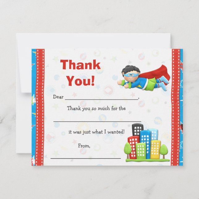 Superhero Birthday Party Thank You (Front)