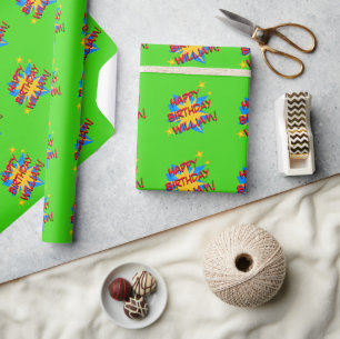 Superhero Birthday Party Wrapping Paper