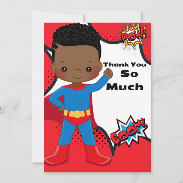 Superhero Birthday Thank You Card (Front)