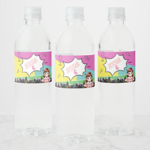 Superhero Birthday Water Bottle Label