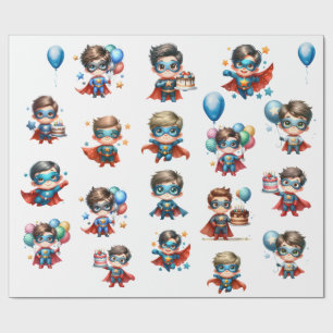 Superhero Birthday Wrapping Paper 