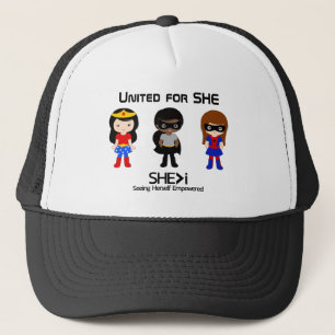SUPERHERO Black Outline - United for SHE Trucker Hat