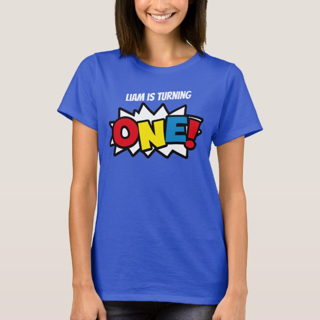 Superhero Blue T-shirt, Birthday Outfit T-Shirt (Front)