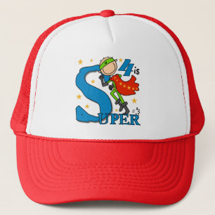 Superhero Boy 4th Birthday Tshirts and Gifts Trucker Hat
