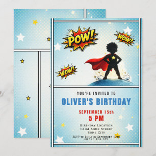 Superhero Boy Birthday Party Invitation
