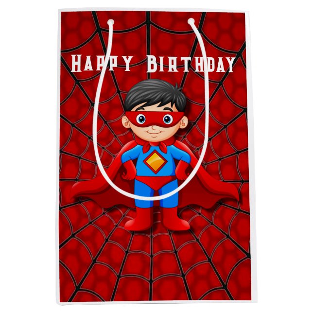 SuperHero Boy Birthday Party Medium Gift Bag (Front)