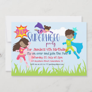 Superhero Boy/Girl Birthday Party Invitation