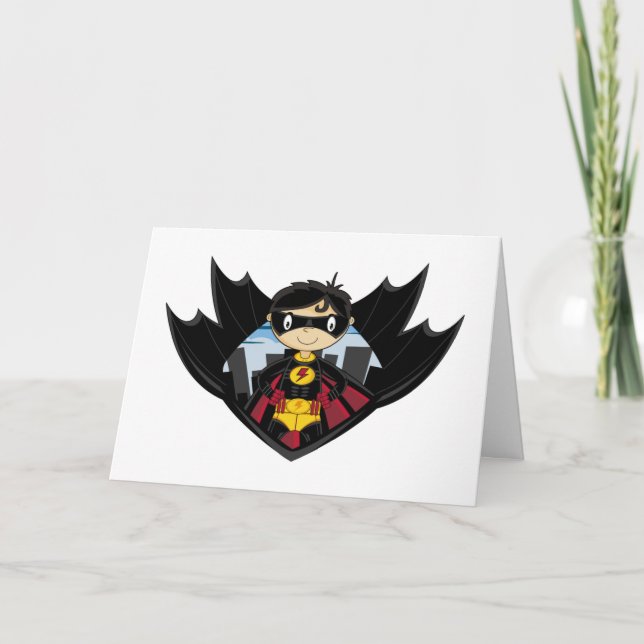 Superhero Boy Greeting Card (Front)