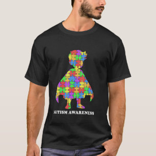 Superhero Boy Puzzle Piece Autism Awareness Suppor T-Shirt