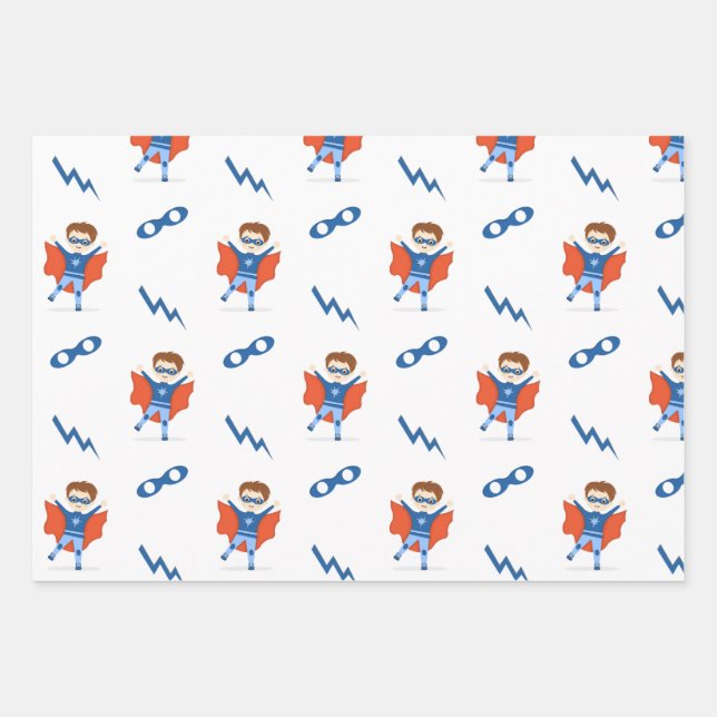 Superhero Boy  Wrapping Paper Sheet (Front)