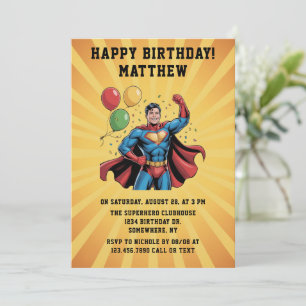 Superhero Boys Birthday Party Invitation