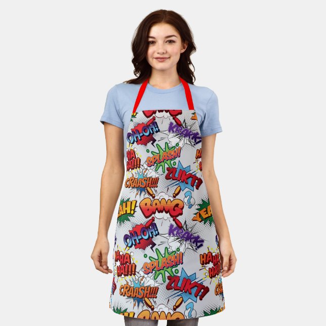 Superhero Bubble Pattern Apron (Worn)