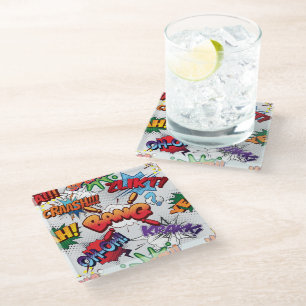 Superhero Bubble Pattern Glass Coaster