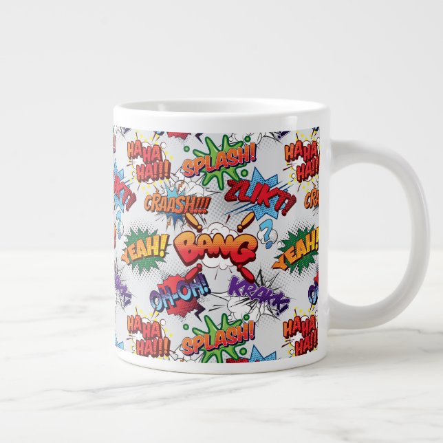 Superhero Bubble Pattern Large Coffee Mug (Right)