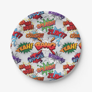 Superhero Bubble Pattern Paper Plate