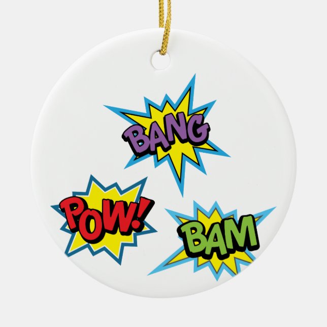 Superhero Bursts Ceramic Tree Decoration (Front)