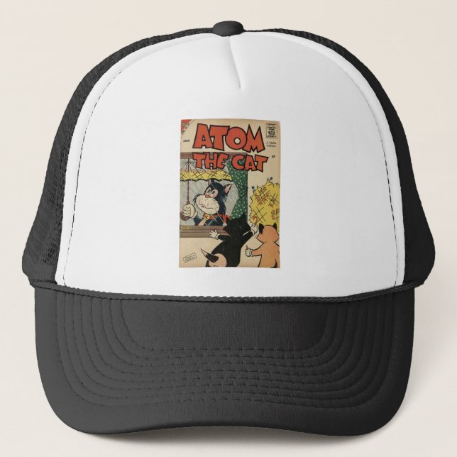 Superhero Cat Cartoon - Atom the Cat - Superhero Trucker Hat (Front)