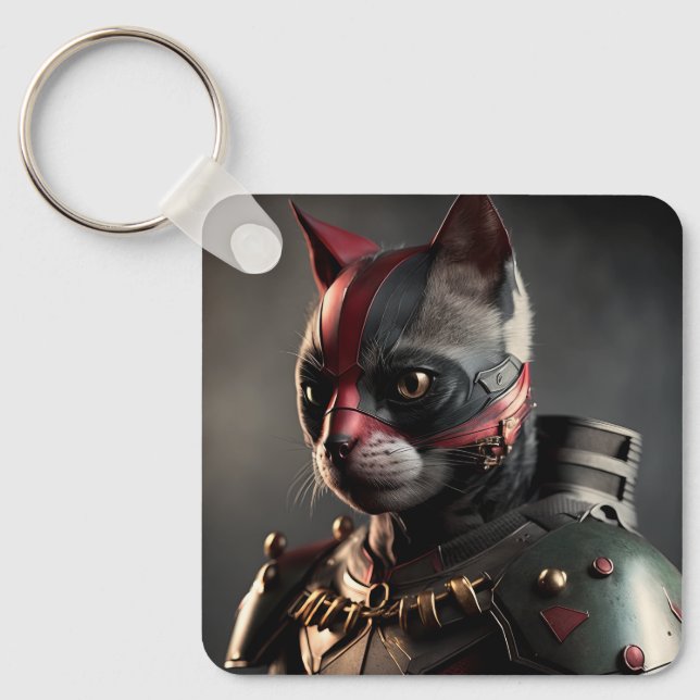 Superhero Cat Key Ring (Front)