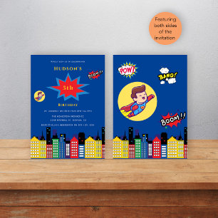 Superhero changeable age kids birthday Invitation