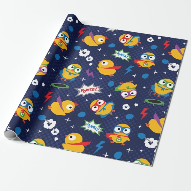 Superhero Chicken Wrapping Paper (Unrolled)