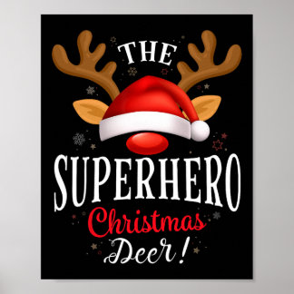 Superhero Christmas Deer Pjs Xmas Family Matching Poster