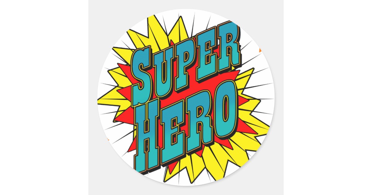 SuperHero Classic Round Sticker Zazzle.co.uk