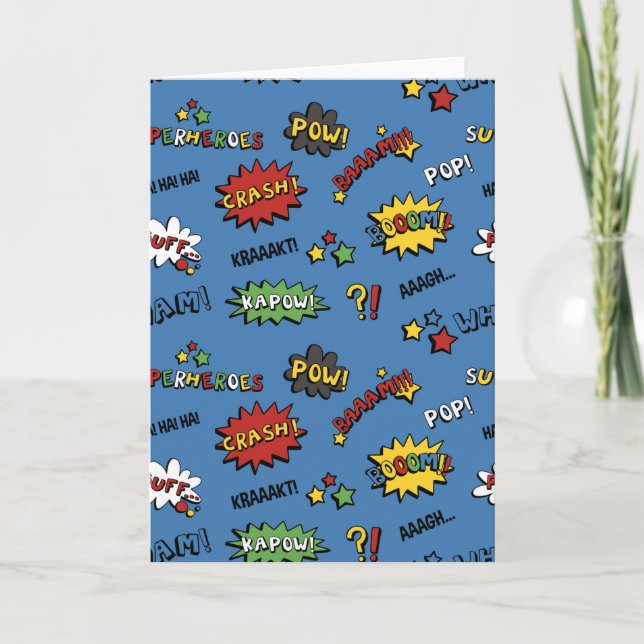 Superhero Colourful Fun Pattern Card (Front)