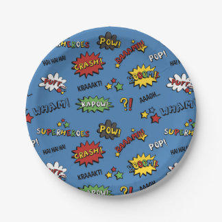 Superhero Colourful Fun Pattern Paper Plate