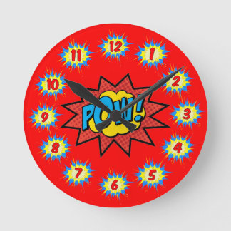 Superhero Colourful Retro Round Clock