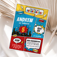 Superhero Comic Birthday Invitation Boy