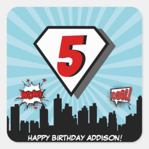 Superhero Comic Birthday Party Sticker