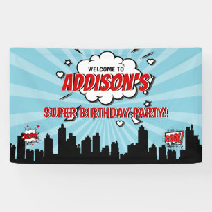 Superhero Comic Birthday Party Welcome Banner