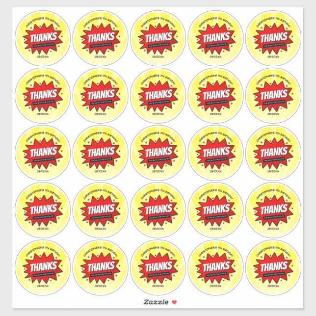 Superhero Comic Book Any Age Birthday 2.5" Round (Sheet)