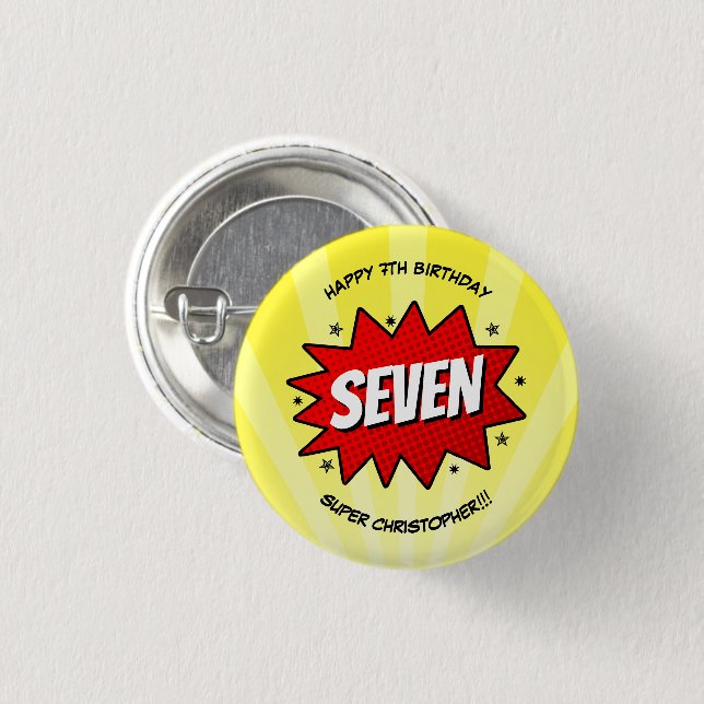 Superhero Comic Book Any Age Birthday 3 Cm Round Badge (Front & Back)
