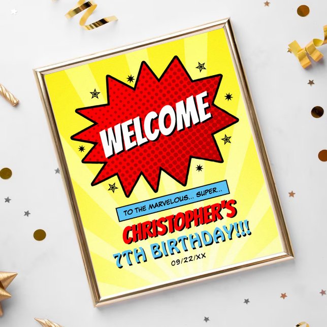 Superhero Comic Book Any Age Birthday Welcome Poster (Creator Uploaded)