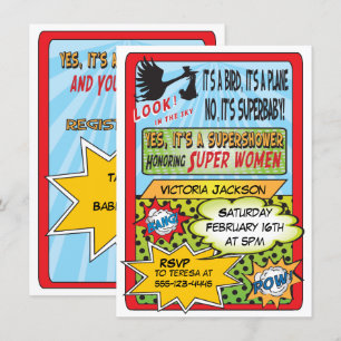 Superhero Comic Book Baby Shower Invitations