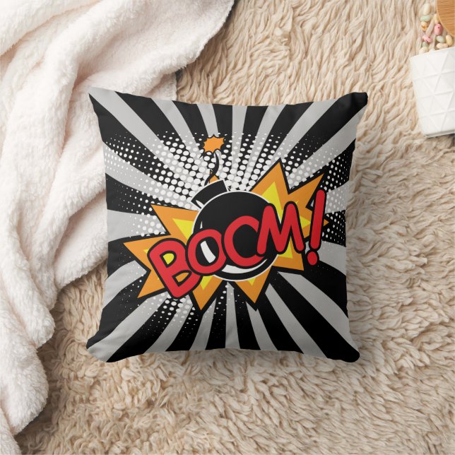 Superhero Comic Book Boom Bomb Cartoon Cushion (Blanket)