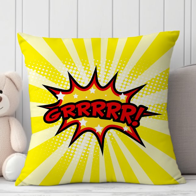 Superhero Comic Book Grrr Cartoon Cushion (Creator Uploaded)