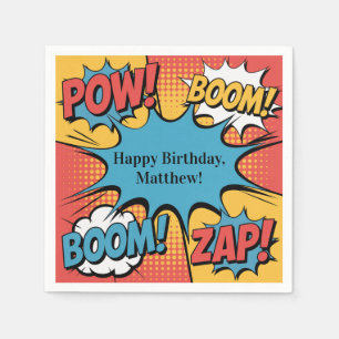 Superhero Comic Book Pop Art Boy Birthday Party Napkin