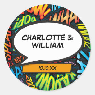 Superhero Comic Book Retro Speech Bubble Classic Round Sticker