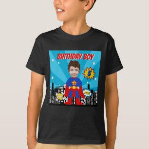 Superhero Comic Book Style Boy Birthday Photo  T-Shirt