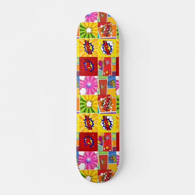Superhero comic pop art background  skateboard (Front)