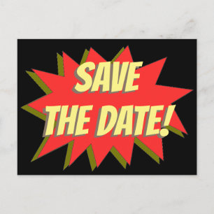 Superhero Comic Save The Date Announcement Postcar Postcard