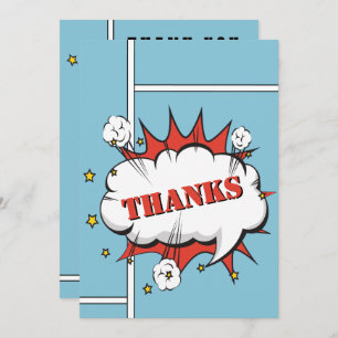 Superhero Comic Speech Bubble Birthday  Thank You Card