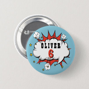 Superhero Comic Speech Bubble Boy Birthday  6 Cm Round Badge
