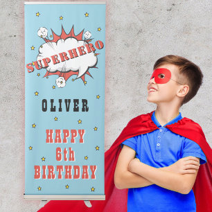 Superhero Comic Speech Bubble Boy Birthday Party Retractable Banner