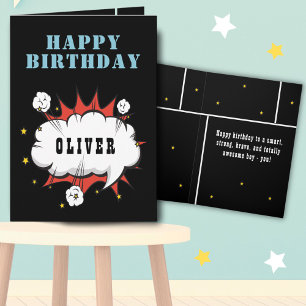 Superhero Comic Speech Bubble Boy Happy Birthday Card