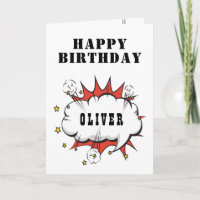 Superhero Comic Speech Bubble Boy Happy Birthday 